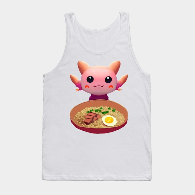 Kawaii cute axolotl eats ramen noodles Japan Tank Top by Redi-Cati